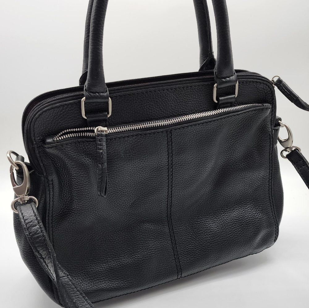 Colorado Black Leather Multi Compartment Large Cross Body Shoulder Tote Bag - Picture 2 of 16